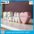 white and pink letter ceramic decorative items for wedding